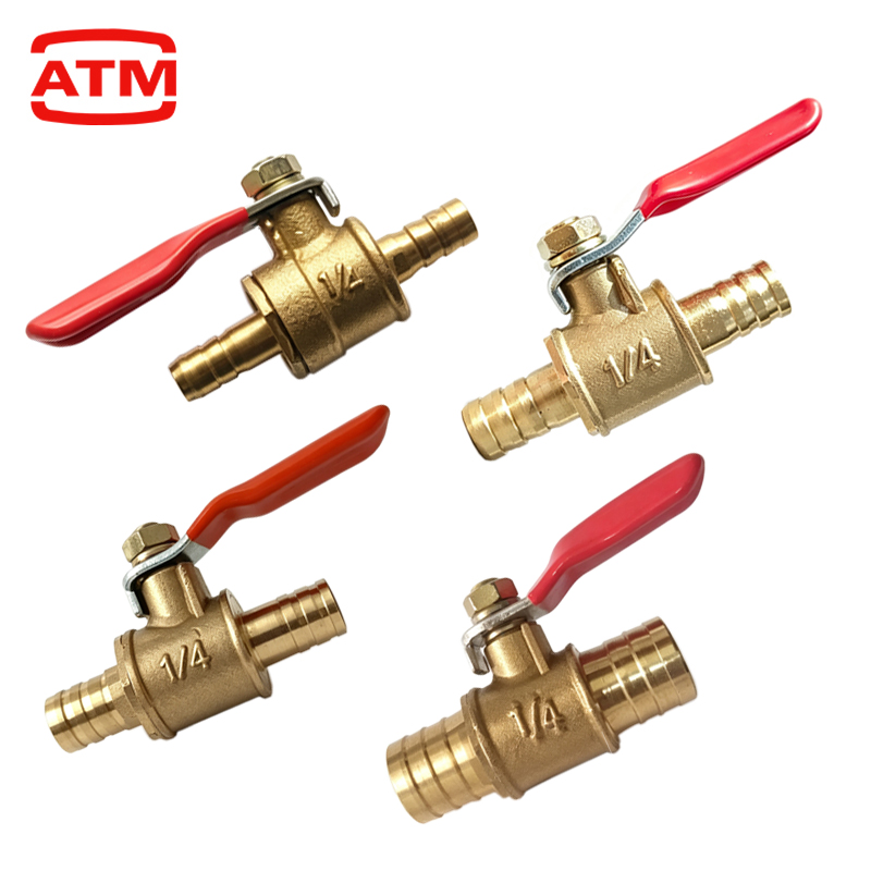 Spoke Nipple Brass - Small Red Handle Brass Shutoff Ball