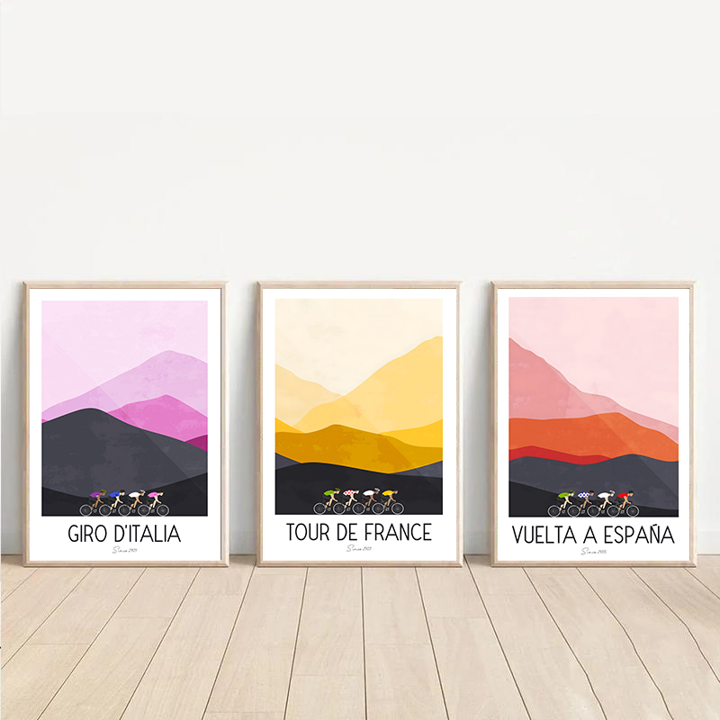 Watercolor Cycling Race Cyclis - Mountain Biking France ulasan dan harga