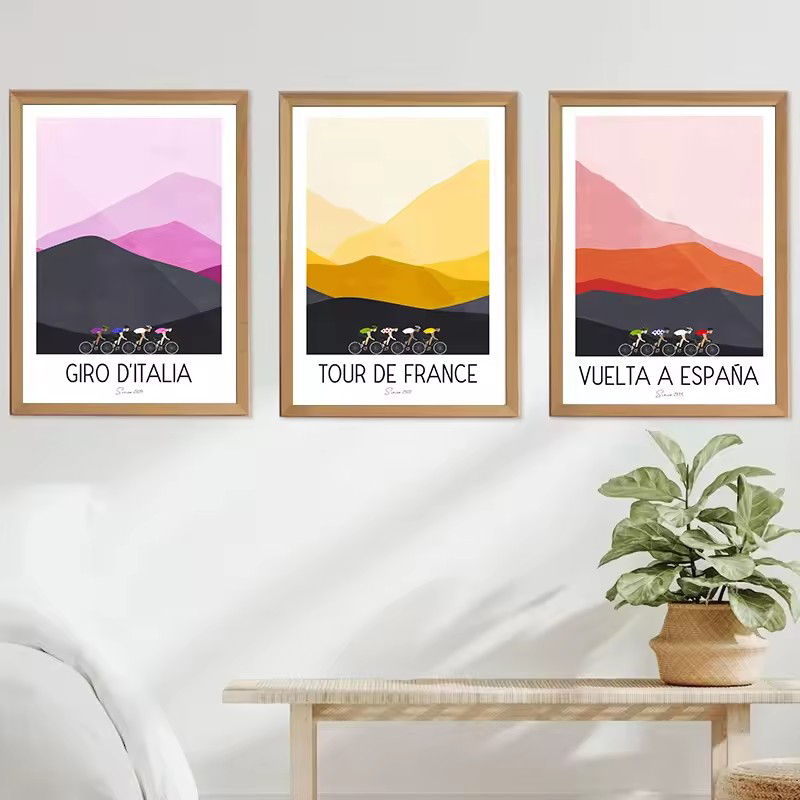 Watercolor Cycling Race Cyclis - Mountain Biking France ulasan dan harga