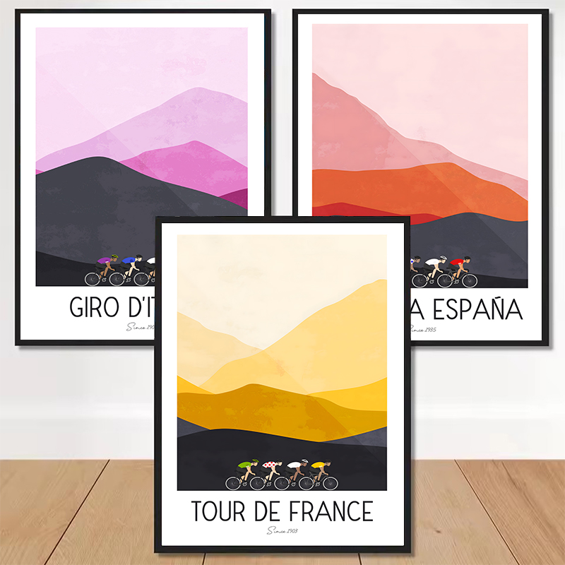 Watercolor Cycling Race Cyclis - Mountain Biking France ulasan dan harga